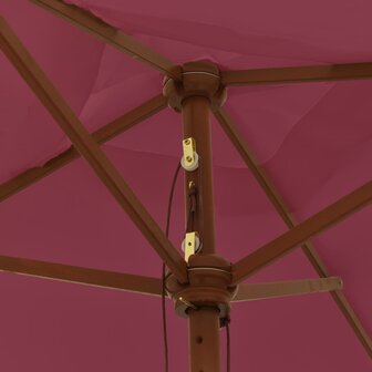 Parasol met houten paal 198x198x231 cm bordeauxrood 5