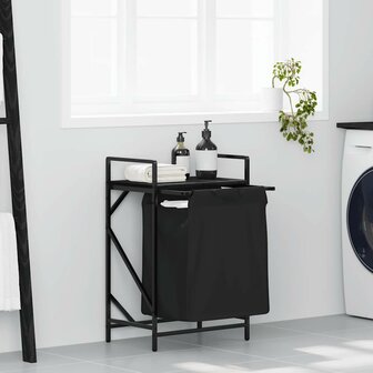Wasmand 1 vak met plank zwart eikenkleurig 1