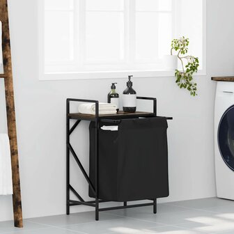 Wasmand 1 vak met plank gerookt eikenkleurig 1