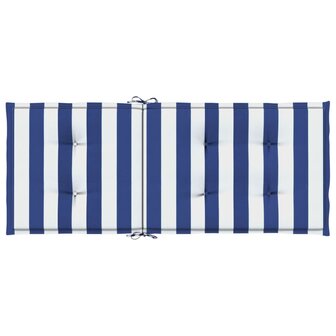 Stoelkussens 2 st hoge rug gestreepte stof wit en blauw 7