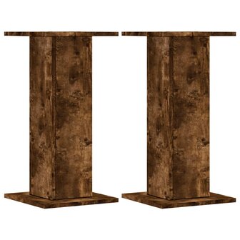 Plantenstandaards 2 st 30x30x60 cm bewerkt hout gerookt eiken 2