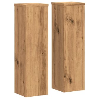 Plantenstandaards 2 st 17x17x60 cm hout artisanaal eikenkleurig 2