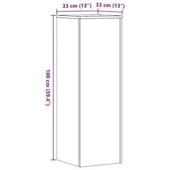 Plantenstandaard 33x33x100 cm bewerkt hout gerookt eikenkleurig 9