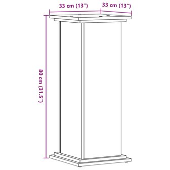 Plantenstandaard 33x33x80 cm bewerkt hout gerookt eikenkleurig 9