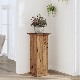 Plantenstandaard 33x33x80 cm bewerkt hout oud houtkleurig 1