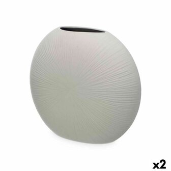 Vaas Grijs Keramisch 36 x 34 x 16 cm (2 Stuks) Rond 1