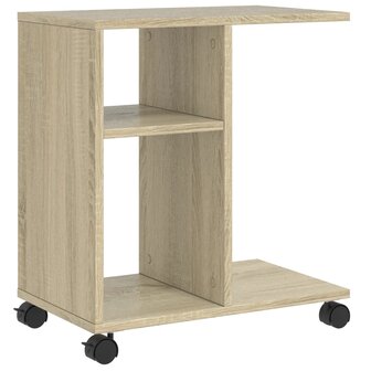 Bijzettafel met wieltjes 50x30x55 cm hout sonoma eikenkleurig 2