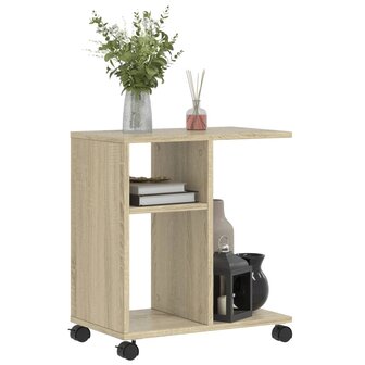 Bijzettafel met wieltjes 50x30x55 cm hout sonoma eikenkleurig 4