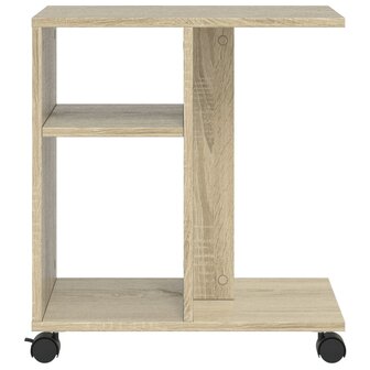 Bijzettafel met wieltjes 50x30x55 cm hout sonoma eikenkleurig 5