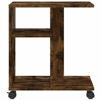 Bijzettafel met wieltjes 50x30x55 cm hout gerookt eikenkleurig 5