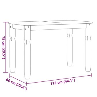 Eettafel Corona 112x60x75 cm massief grenenhout wit 8