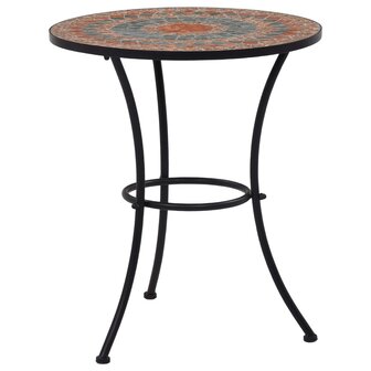 Bistrotafel moza&iuml;ek 60 cm keramiek oranje en grijs 1