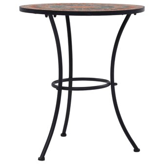 Bistrotafel moza&iuml;ek 60 cm keramiek oranje en grijs 2