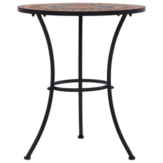 Bistrotafel moza&iuml;ek 60 cm keramiek oranje en grijs 3