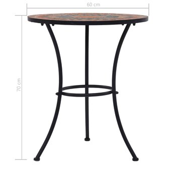 Bistrotafel moza&iuml;ek 60 cm keramiek oranje en grijs 8