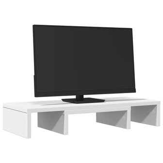 Monitorstandaard verstelbaar 60x24x10,5 cm bewerkt hout wit 3