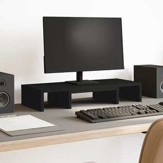 Monitorstandaard verstelbaar 60x24x10,5 cm bewerkt hout zwart 1