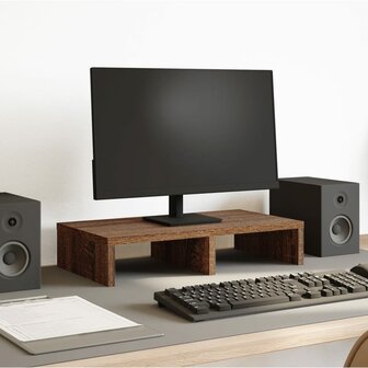 Monitorstandaard 50x27x10 cm bewerkt hout bruin eikenkleurig 1