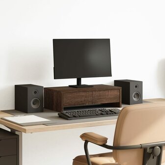 Monitorstandaard met lades 50x27x15 cm hout bruin eikenkleurig 1