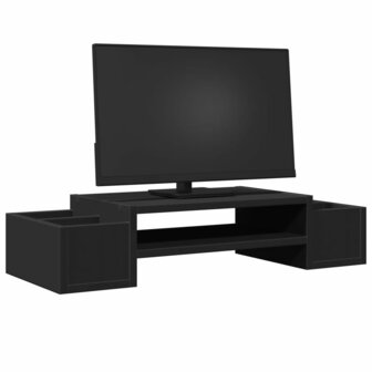 Monitorstandaard met opbergruimte 70x27x15 cm hout zwart 3