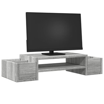 Monitorstandaard met opbergruimte 70x27x15 cm hout grijs sonoma 3