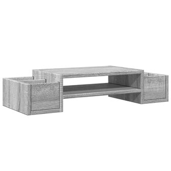 Monitorstandaard met opbergruimte 70x27x15 cm hout grijs sonoma 6