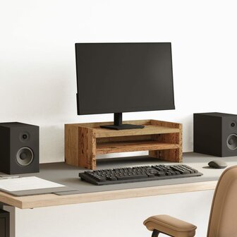 Monitorstandaard 42x24x16 cm bewerkt hout oud houtkleurig 1