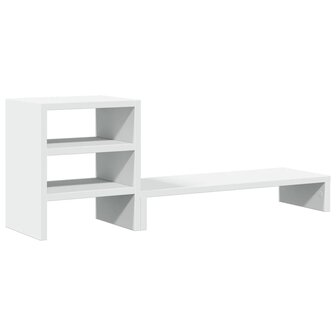 Monitorstandaard met bureau-organizer bewerkt hout wit 2