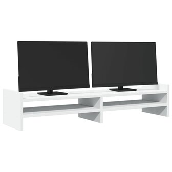 Monitorstandaard 100x27x20 cm bewerkt hout wit 3