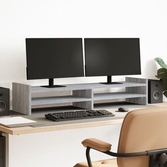 Monitorstandaard 100x27x20 cm bewerkt hout grijs sonoma eiken 1