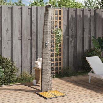 Buitendouche 55x60x224 cm poly rattan en acaciahout grijs 1