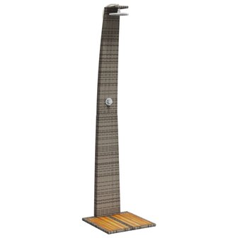Buitendouche 55x60x224 cm poly rattan en acaciahout grijs 2