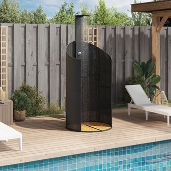 Buitendouche 100x100x241,5 cm poly rattan en acaciahout zwart 3
