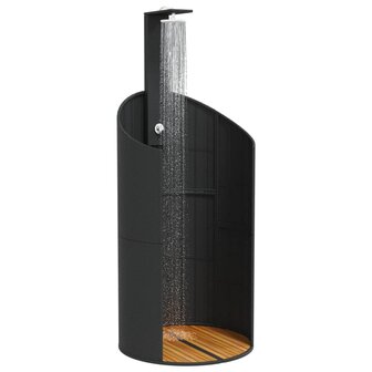 Buitendouche 100x100x241,5 cm poly rattan en acaciahout zwart 4