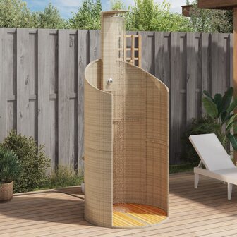 Buitendouche 100x100x241,5 cm poly rattan en acaciahout beige 1