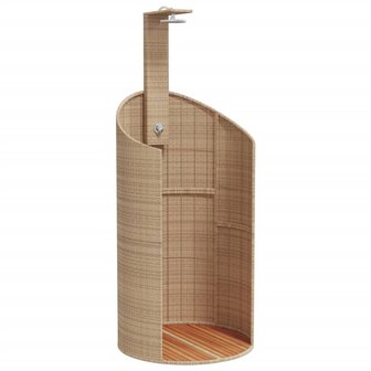 Buitendouche 100x100x241,5 cm poly rattan en acaciahout beige 2