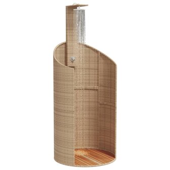 Buitendouche 100x100x241,5 cm poly rattan en acaciahout beige 4
