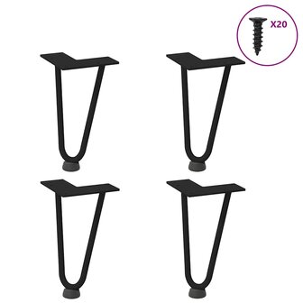 Haarspeld tafelpoten 4 st 20 cm massief staal zwart 1