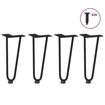 Haarspeld tafelpoten 4 st 30 cm massief staal zwart 1
