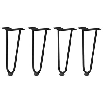 Haarspeld tafelpoten 4 st 30 cm massief staal zwart 2