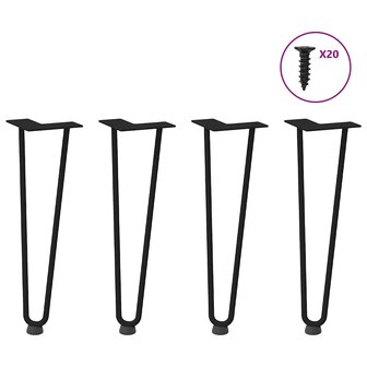 Haarspeld tafelpoten 4 st 42 cm massief staal zwart 1