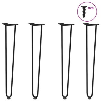 Haarspeld tafelpoten 4 st 72 cm massief staal zwart 1