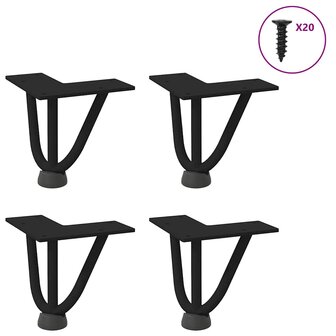 Haarspeld tafelpoten 4 st 10 cm massief staal zwart 1