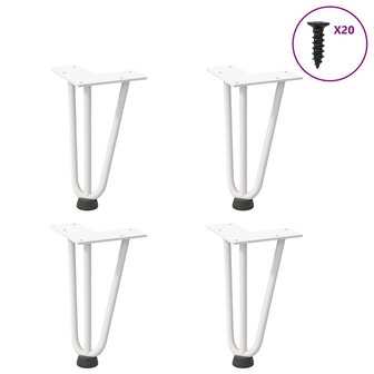 Haarspeld tafelpoten 4 st 20 cm massief staal wit 1