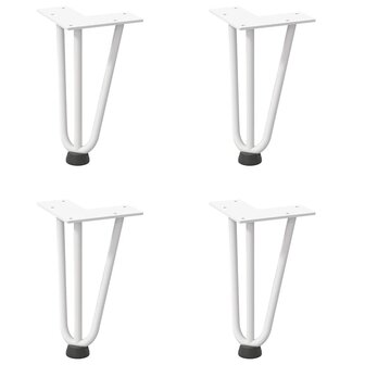 Haarspeld tafelpoten 4 st 20 cm massief staal wit 2