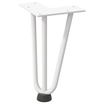 Haarspeld tafelpoten 4 st 20 cm massief staal wit 4