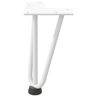 Haarspeld tafelpoten 4 st 20 cm massief staal wit 5