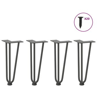 Haarspeld tafelpoten 4 st 30 cm massief staal antracietkleurig 1