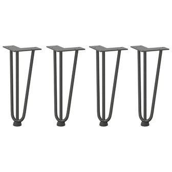 Haarspeld tafelpoten 4 st 30 cm massief staal antracietkleurig 2