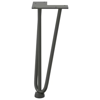 Haarspeld tafelpoten 4 st 30 cm massief staal antracietkleurig 5